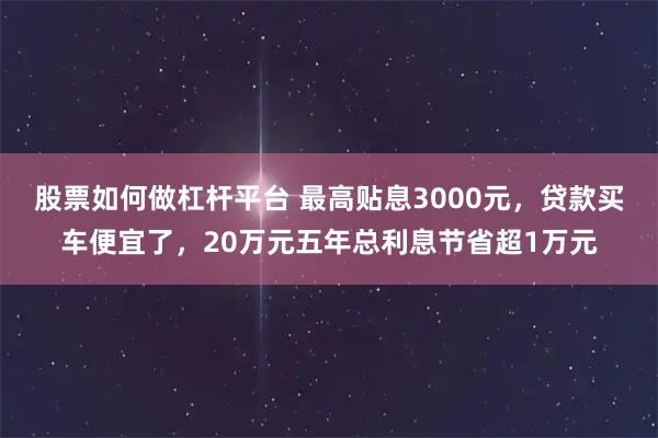 股票如何做杠杆平台 最高贴息3000元，贷款买车便宜了，20万元五年总利息节省超1万元